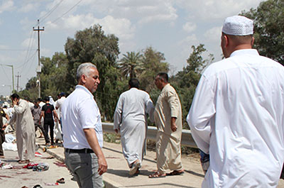 Television footage from Baquba showed dead bodies and pools of blood on the ground. Net photo.