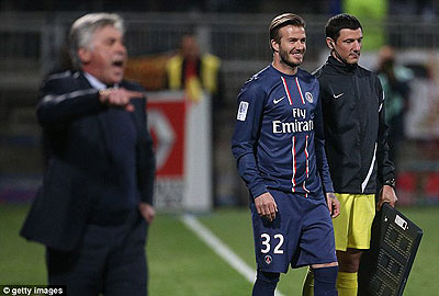 Beckham landed the Ligue 1 title during his short stay in the French capital. Net photo.