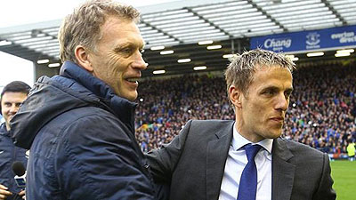 David Moyes and Phil Neville. Net photo.