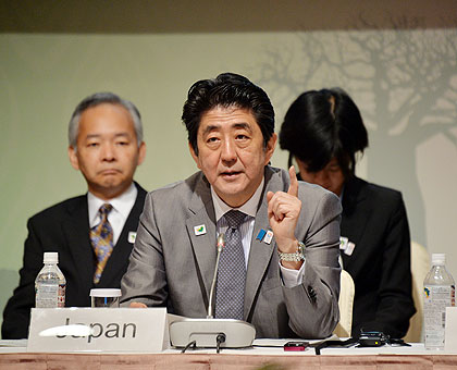 Premier Abe addresses delegates at the fifth Ticad meeting in Japan. The New Times/ Courtesy.