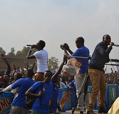 Dream Boys reach out to the crowd.