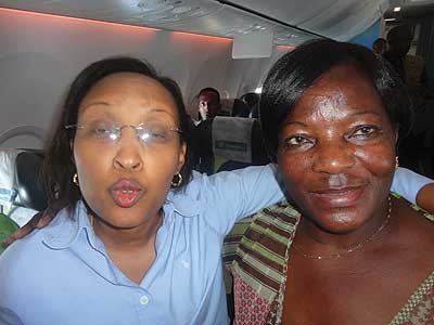 Aketch (right) with one of the co-workers she mentored at RwandAir.The New Times /  P. Tumwebaze