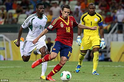 Barcelona's Jordi Alba scored both the first and last goals for Spain. Net photo.