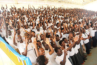 Some of the 2, 500 youth that met with President Paul Kagame during the Meet-the-President forum in Kigali on June 15.