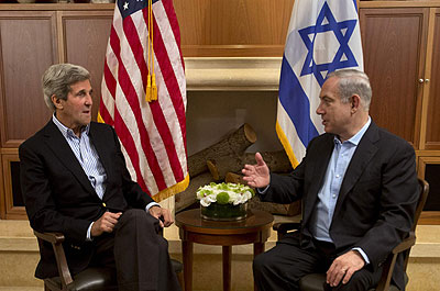 Israeli Prime Minister Netanyahu (right) has refused to enter talks with Palestinian preconditions. Net photo.