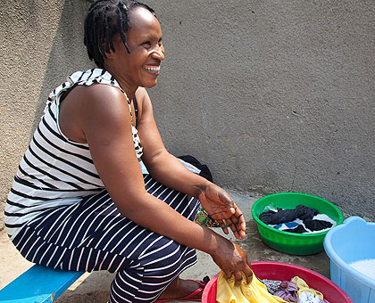 Marie Chantal Ingabire in her home. After three years in Zambia, the 33-year-old decided to return home in November 2011.  The New Times/ Timothy Kisambira.