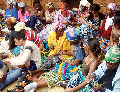 Green Hills students learn art and craft during their trip to the Azizi Life Project. Net photo