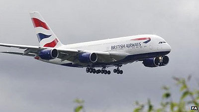 BA is the first UK airline to buy an A380 aircraft. Net photo