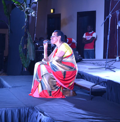 Maria Yohana Mukankuranga makes a solo stage performance. 