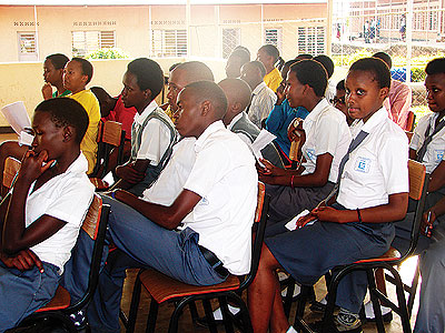 Students listen attentively during a debate.  The New Times/ Courtesy photo.