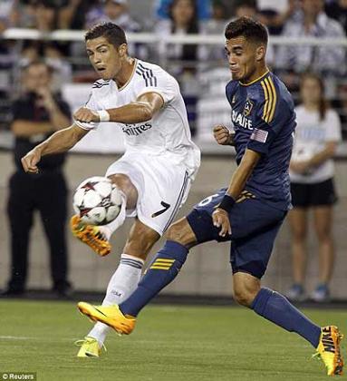 Cristiano Ronaldo shoots for goal