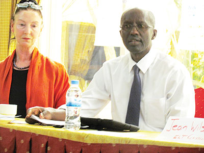 The Director General REB Dr John Rutayisire and DFID consultant Jean wilson. The New Times/Susan Babijja