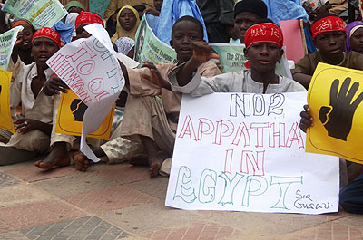 Leaders of the protest movement told a crowd of 5,000 in Kano state that the killings in Egypt had to stop. Net photo.