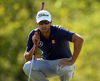 Adam Scott came from off the pace to clinch an unlikely victory. Net photo