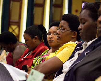 Some of the women candidates during a meeting with NEC officials. The New Times/ Timothy Kisambira.