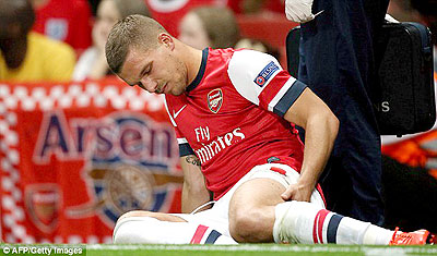 Lukas Podolski has been ruled out of action for up to 10 weeks with a hamstring injury. Net photo.