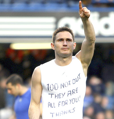 Frank Lampard is set to earn his 100th cap for England against Ukrain. Net photo.