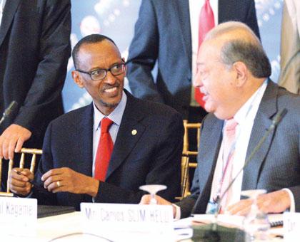 President Paul Kagame at the meeting of the UN-backed Broadband Commission for Digital Development in New York yesterday. The President said that the need to promote universal internet access is what has inspired the Government of Rwanda to contract South Koreau2019s largest telecom company, Korea Telecom, in a joint venture to build and operate one single, high-speed (4G LTE ) broadband network across the country. Sunday Times/Village Urugwiro