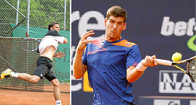 Top seeded Melzer Gerard (right) is favourite to beat his compatriot Lukas Jastraunig (left) in todayu2019s final. Saturday Sport/ P. Muzogeye.