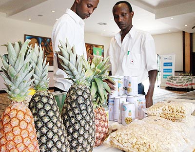 Agricultural products on display outside the conference room/Courtesy