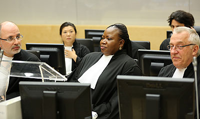 ICC Prosecutor, Fatou Bensouda (C), and her Prosecution team. Net photo.