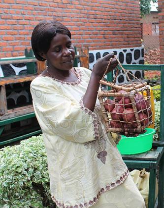 Mukankusi displays some of her packe Irish potatoes. The New Times/ Jean du2019Amour Mbonyinshuti. 