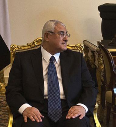 Adly Mansour, Egyptu2019s interim president, has said he will review a proposed law that would put tough restrictions on protests. Net photo.