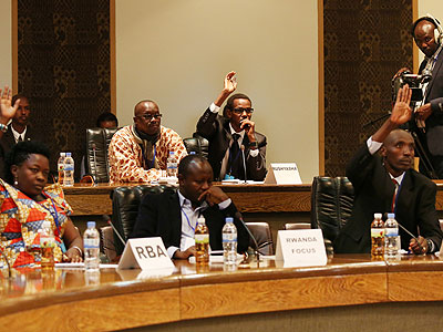 Journalists during a past news conference with President Paul Kagame at Village Urugwiro. The New Times/File