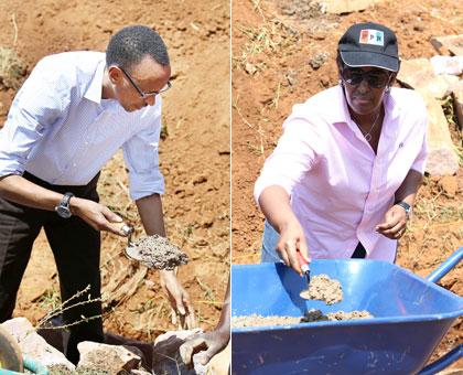 The President and the First Lady joined hundreds of residents of Ndera Sector for the monthly community work, Umuganda. Sunday Times/Village Urugwiro