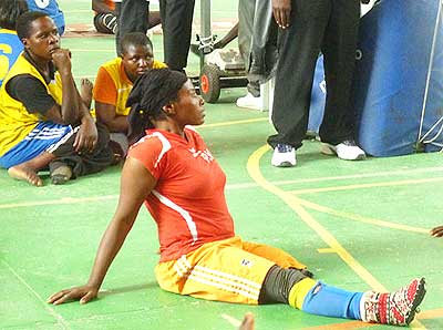  Women Sitball team key player Agnes Nyiranshimiyimana  in training. Times Sport / Courtesy