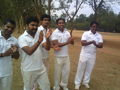 Kerala Hunters players celebrate after winning a game recently. Saturday Sport / Courtesy.