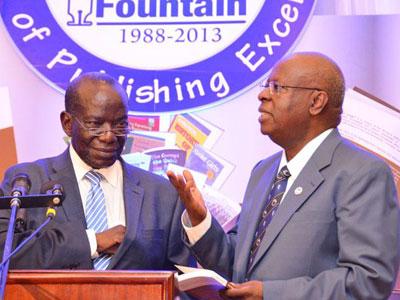 Edward Ssekandi (L) and Tumusiime during Fountainu2019s 25th anniversary celebrations. Sunday Times/Gashegu Muramira