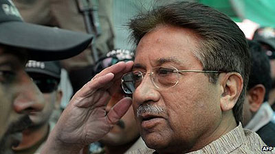 Mr Musharraf hoped to contest elections, but was instead put under house arrest. Net photo