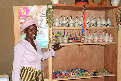 Cansilde Mukakalisa, the vice-president of the basket makers co-operative, is one of the project beneficiaries. The project has helped residents form over 40 co-operative societies in Mayange,The New Times / Seraphine Habimana