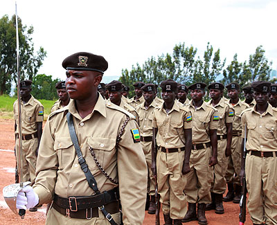 Rwandan prison warders during a past  parade. The New Times/ Courtesy.