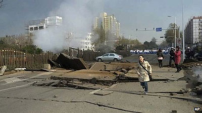 The blast in Qingdao is the latest in a series of industrial accidents in China. Net photo.