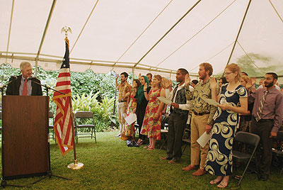 Amb. Koran swears in Peace Corps Volunteers. The New Times/ Courtesy.