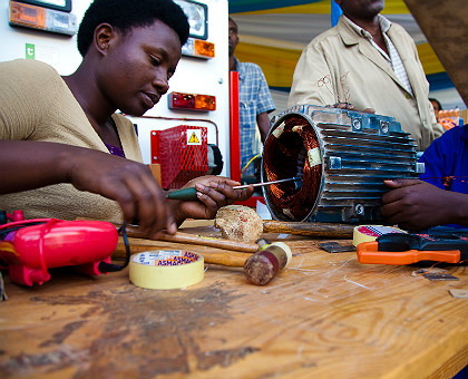 A student from VCT Gacingiro fixes a motor. MPs want public perception about TVET enforced boost enrollment. The New Times/Timothy Kisambira