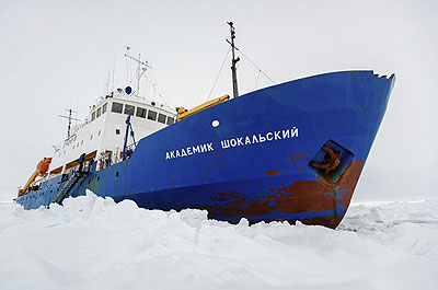 Russian research ship MV Akademik Shokalskiy has been trapped in thick Antarctic ice since Christmas Eve. 