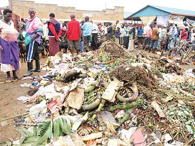 Waste management remains an issue in most district markets. The New Times S. Rwembeho.