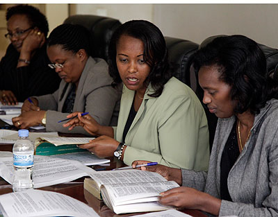 The committee members during the session on Monday. The New Times/ John Mbanda.