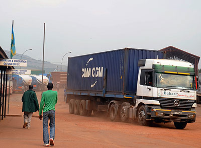 A cargo truck at Gatuna border. EAC needs more modern infrastructure to handle increasing cargo volumes. 