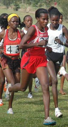 Epiphanie Nyirabarame, (in-front), is the most experinced female long distance athlete in Rwanda. Saturday Sport/ File.