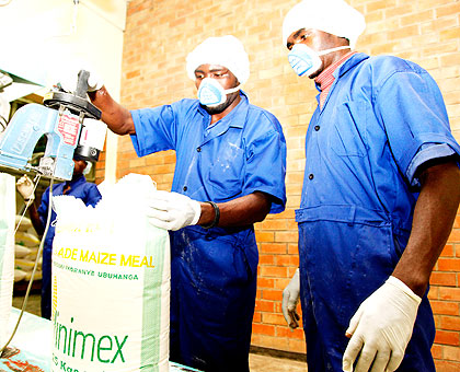 Workers at a milling factory. Manufacturing has been one of the drivers of the Rwandan economy. The New Times/ File.