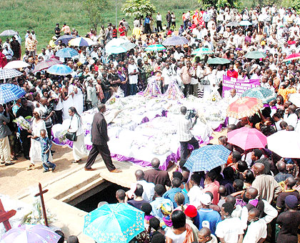 Genocide victims being given a descent burial during a past commemoration activity. The New Times/ File.