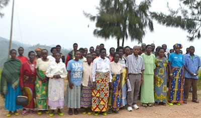 Members of Cooperative Ubuzima Burakomeza, (Middle, holding papers) Alphonse Hategikimana, the SFH CBOs Coordinator, Western region. (Photo rights reserved by SFH Rwanda).   The New Times/ Ivan Ngoboka.