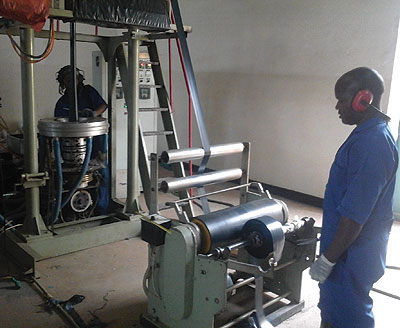 Workers at a polythene paper recycling firm. Diversfying the exports sector is key for an economy. File