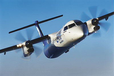 The national carrier has acquired a dual class Q400 NextGen turboprop aircraft like this one. Net photo.