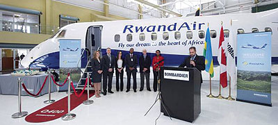 RwandAir's newly-acquired Q400 NextGen aircraft