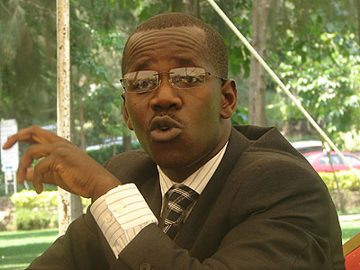 Uwizeyimana speaks to journalists in Kigali last month. The former Kigali detractor said his criticism of the Government was part of his paid job with BBC as an analyst. (File)